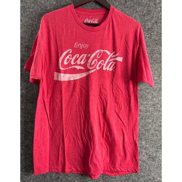 Coca-Cola Graphic T-Shirt Large Red Short Sleeve Soft Cotton Blend Mad Engine - Picture 1 of 7